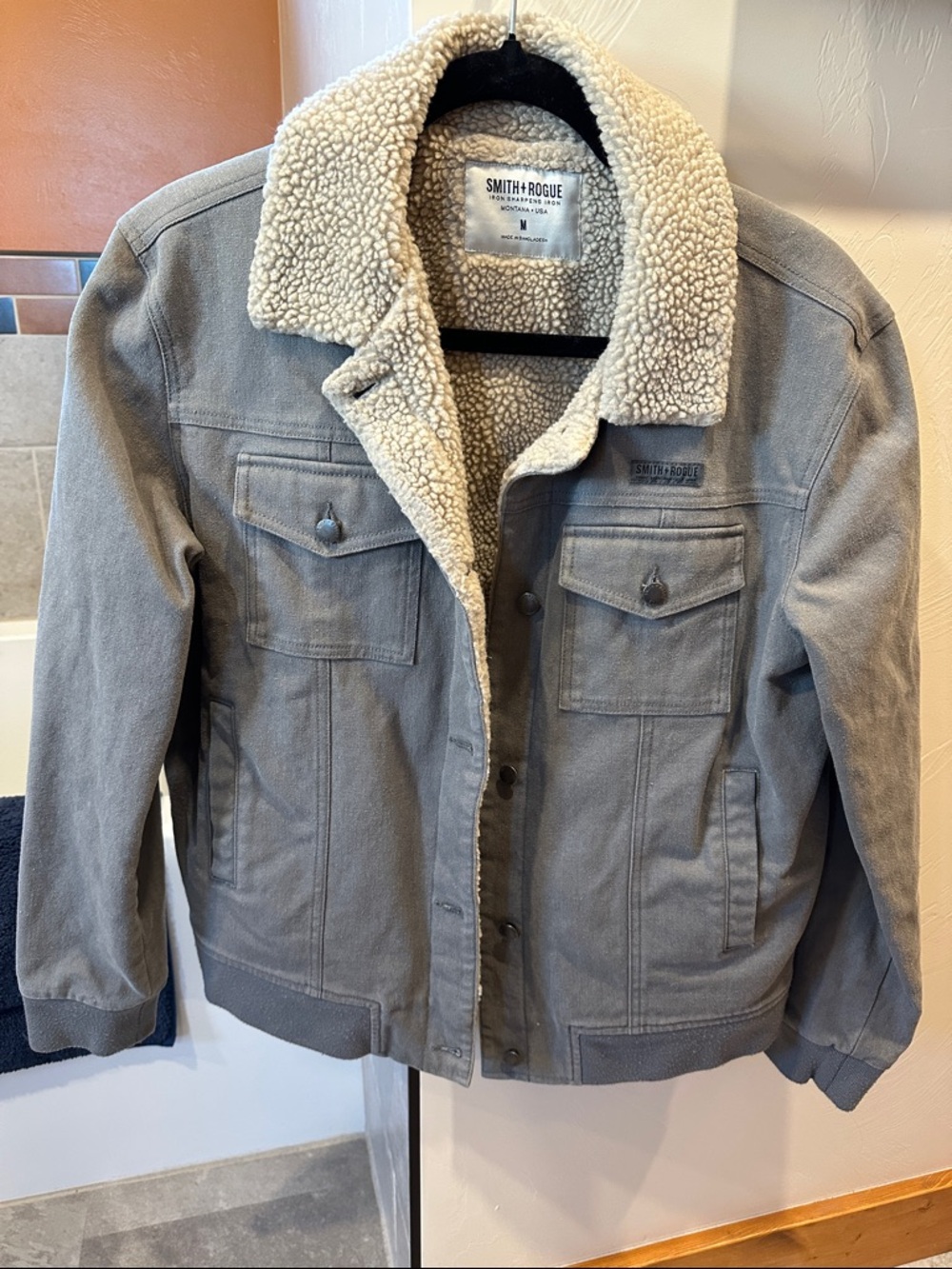 Women's Gray Sherpa-Lined Bomber Jacket